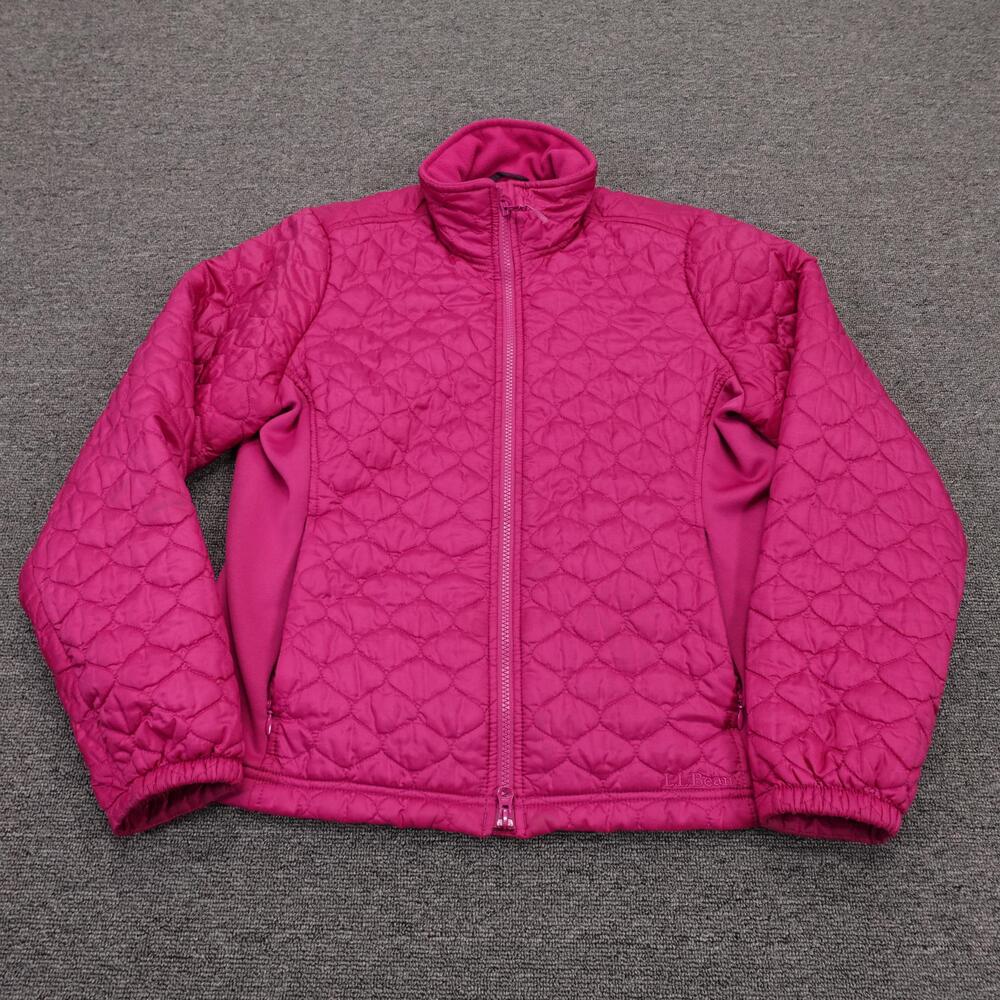 L.L. Bean Jacket Womens M Petite Pink Quilted Full Zip Short Warm Insulated